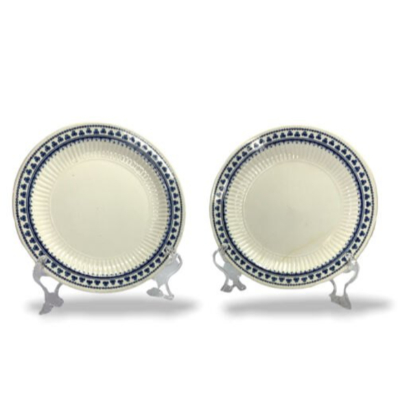 ADAMS Brentwood Real English Ironstone Bread & Butter Plates 2 Blue Shamrock VTG - Picture 2 of 9